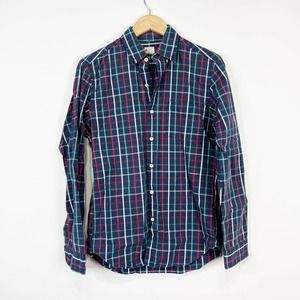 J Crew mens blue red green plaid button down shirt size small